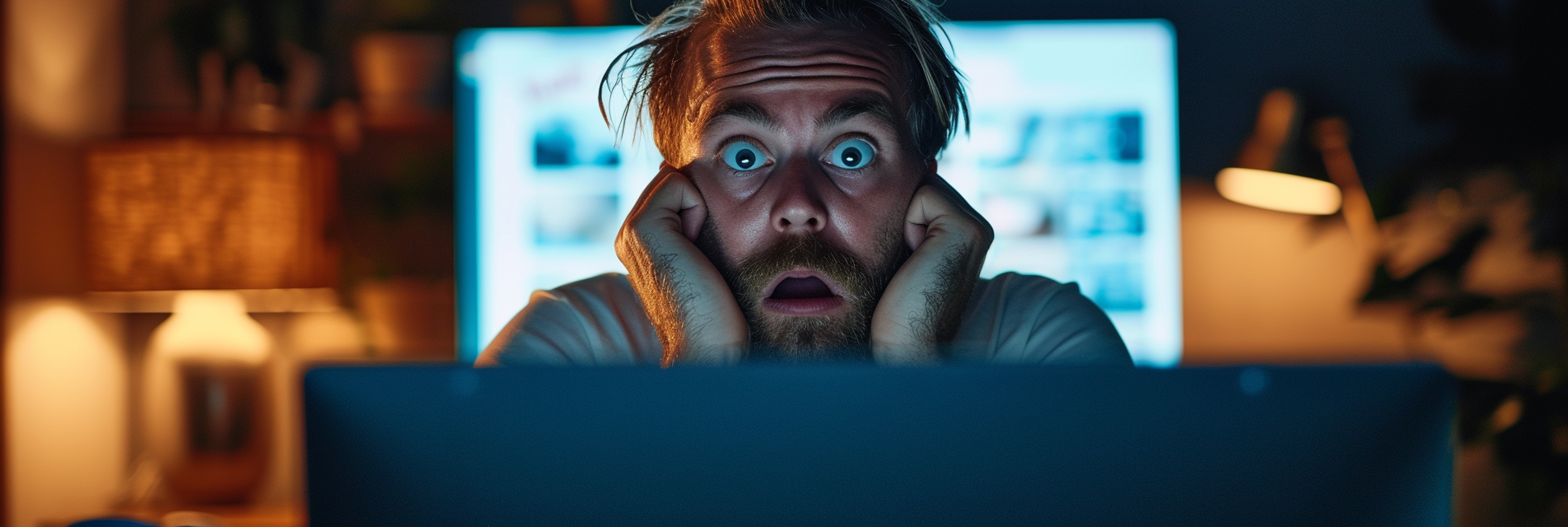 A person looking shocked at a computer screen | Trello Data Breach