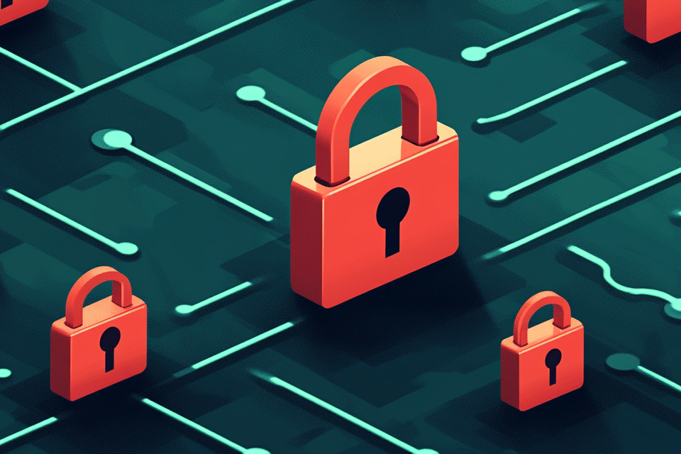 a digital padlock securing interconnected nodes | supply chain cyber risks