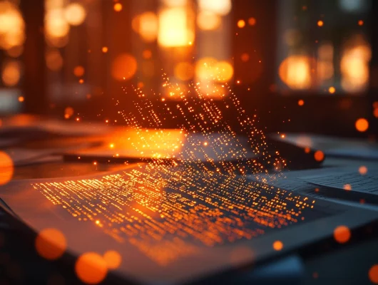 golden binary code floating over business documents | GDPR data protection compliance