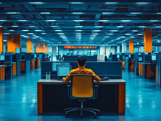 large office environment with a single IT professional working | cybersecurity talent shortage crisis