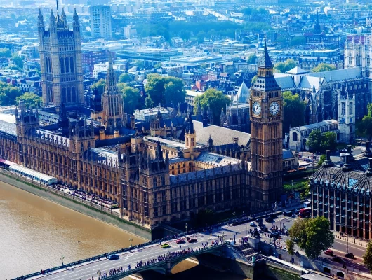 London City Skyline, UK Parliament | Data Use Bill Changes