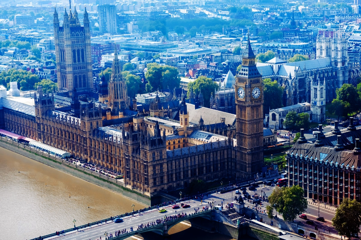 London City Skyline, UK Parliament | Data Use Bill Changes