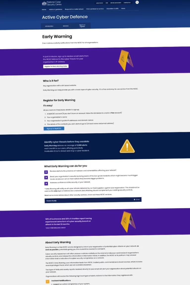 ncsc early warning service website